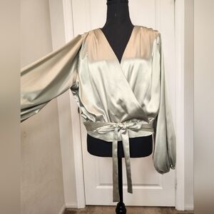 Kendall & Kylie cross body blouse, Olive Green, size Large